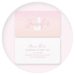 Small Light Pink & Peach Gradient Ombre Name & Monogram Business Invitations Front View