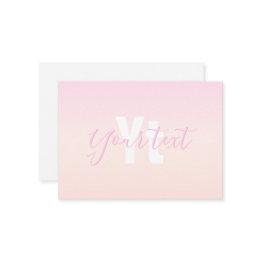 Small Light Pink & Peach Gradient Ombre Name & Monogram Enclosure Invitations Front View