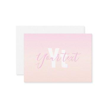 light pink & peach gradient ombre name & monogram enclosure invitations