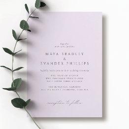 Small Light Purple Lilac | Elegant Lavender Wedding Invitation Front View