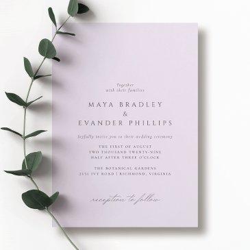 light purple lilac | elegant lavender wedding invitation