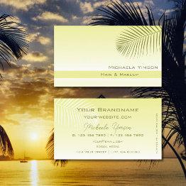 Small Light Yellow Gradient Modern With Palm Leaf Simple Business Invitations Front View