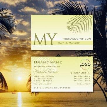light yellow gradient palm leaf monogram and logo business invitations