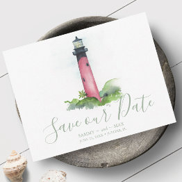 Small Lighthouse Beach Wedding In Florida Save The Date Front View