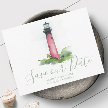 lighthouse beach wedding in florida save the date