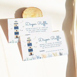 Small Lighthouse Under The Sea Baby Shower Diaper Enclosure Invitations Front View