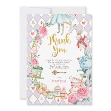 lilac alice in wonderland tea party thank you invitations