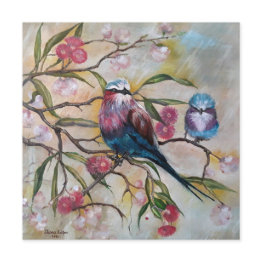 Small Lilac Breasted Roller With Baby Invitations Front View