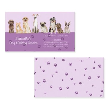 lilac cute paws watercolor dogs business invitations