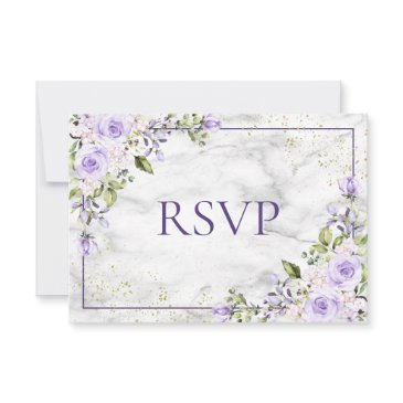 lilac lavender gold marble floral wedding rsvp
