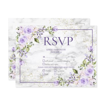 lilac lavender gold marble floral wedding rsvp invitation postinvitations