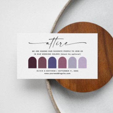 lilac purple wedding attire dress code palette qr enclosure invitations