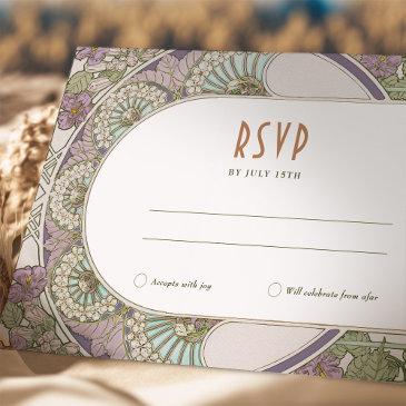 lilac rsvp insert vintage art nouveau deco mucha invitation