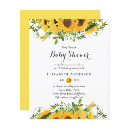 Small Lilibet Baby Girls Sunflower Baby Shower Invite Front View
