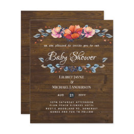 Small Lilibet Baby Shower Invite - Rustic Orange Purple Front View