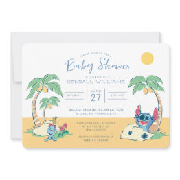 Small Lilo And Stitch Beach Baby Shower Invitation Front View