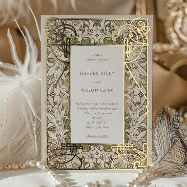 lily elegance bloom art nouveau foil wedding foil invitation
