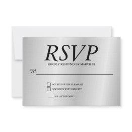 Small Linen Grey Wedding Rsvp Response Reply Modern Invitations Front View