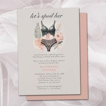 lingerie party vintage coral pink bridal shower invitation