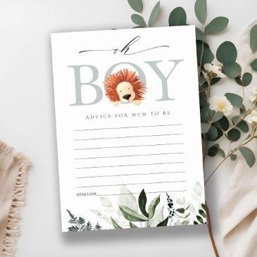 lion foliage oh boy advice for mum baby shower enclosure invitations