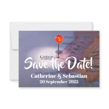 lisbon, portugal vintage map save the date