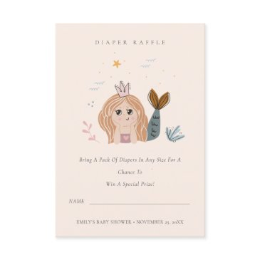 little blush mermaid diaper raffle baby shower enclosure invitations