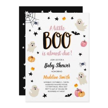 little boo cute halloween pink ghost baby shower invitation