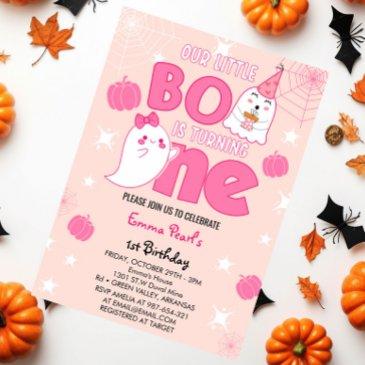 little boo is turning one halloween first birthday invitation