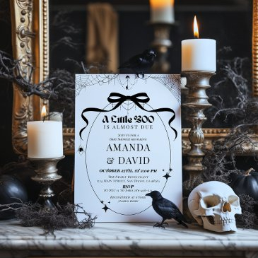little boo minimal gothic halloween baby shower invitation