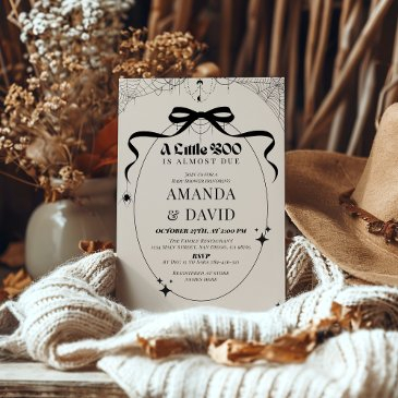 little boo minimal gothic halloween baby shower invitation
