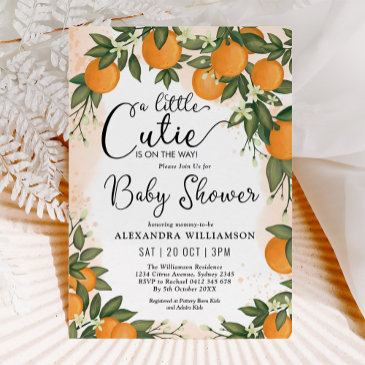 little cutie clementine orange citrus baby shower invitation