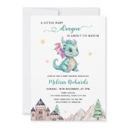 Small Little Dragon Is About To Hatch Baby Shower Invitation Front View