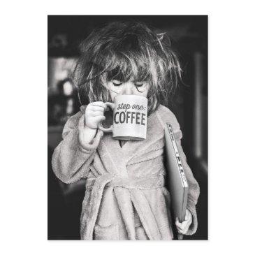 little girl drinking coffee invitation