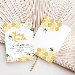 Small Little Honey Bee Baby Shower Bumblebee Invitation Front View