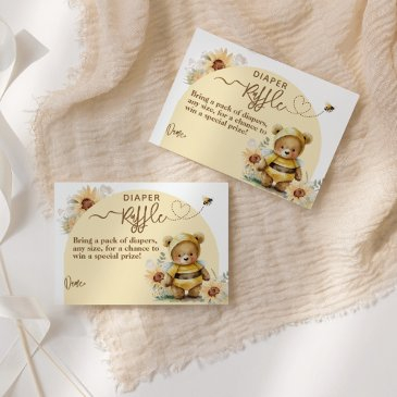 little honey bee bear baby shower diaper enclosure invitations