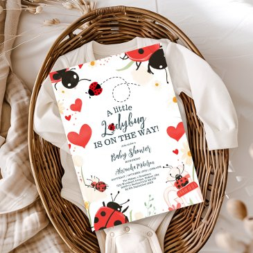 little ladybug girl baby shower invitation