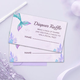 Small Little Mermaid Is On Her Way, Girl Baby Shower Enclosure Invitations Front View