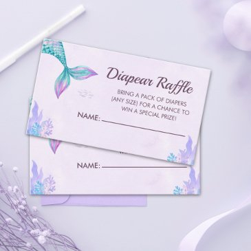 little mermaid is on her way, girl baby shower enclosure invitations