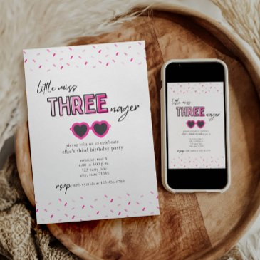 little miss threenager 3rd birthday invitation