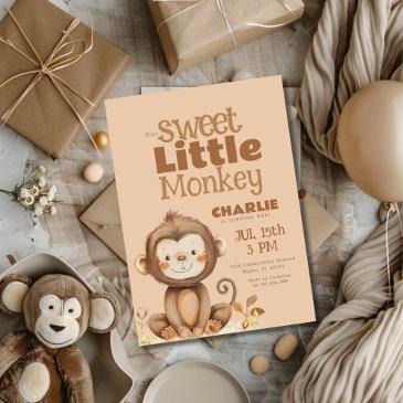 little monkey boys birthday invitation
