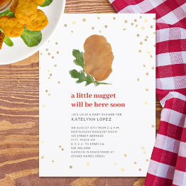 Small Little Nugget Red Neutral Chicken Baby Shower Invi Invitation Front View