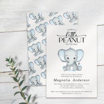 little peanut blue elephant baby shower invitation