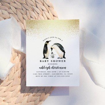 little penguin | winter gender neutral baby shower invitation postinvitations