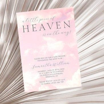 little piece of heaven pink girl baby shower invitation