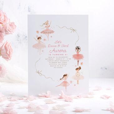 little pretty ballerinas ballet birthday party invitation