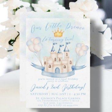 little prince fairytale gold crown 2nd birthday invitation
