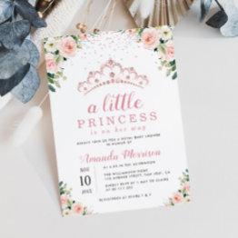 Small Little Princess Floral Baby Shower Invitation Front View