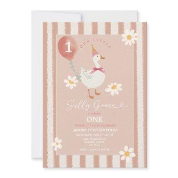 little silly goose daisy girl 1st birthday invitation
