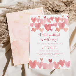 Small Little Sweetheart Boho Hearts Baby Shower Invitation Front View