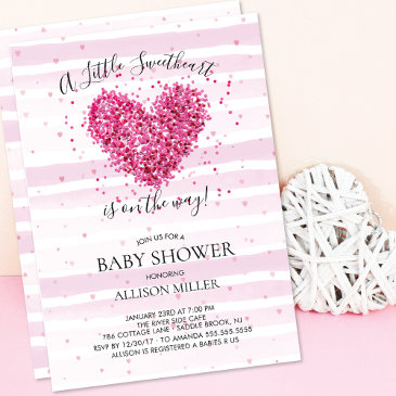 little sweetheart girls baby shower invitation